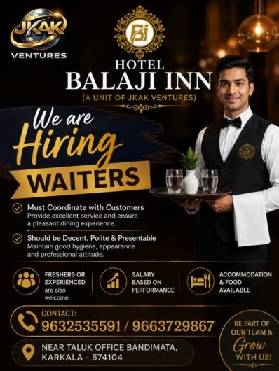Hotel Balaji Inn Karkala Waiter Jobs