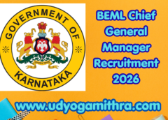 BEML Chief General Manager Recruitment 2026