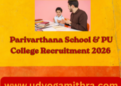 Parivarthana School & PU College Recruitment 2026